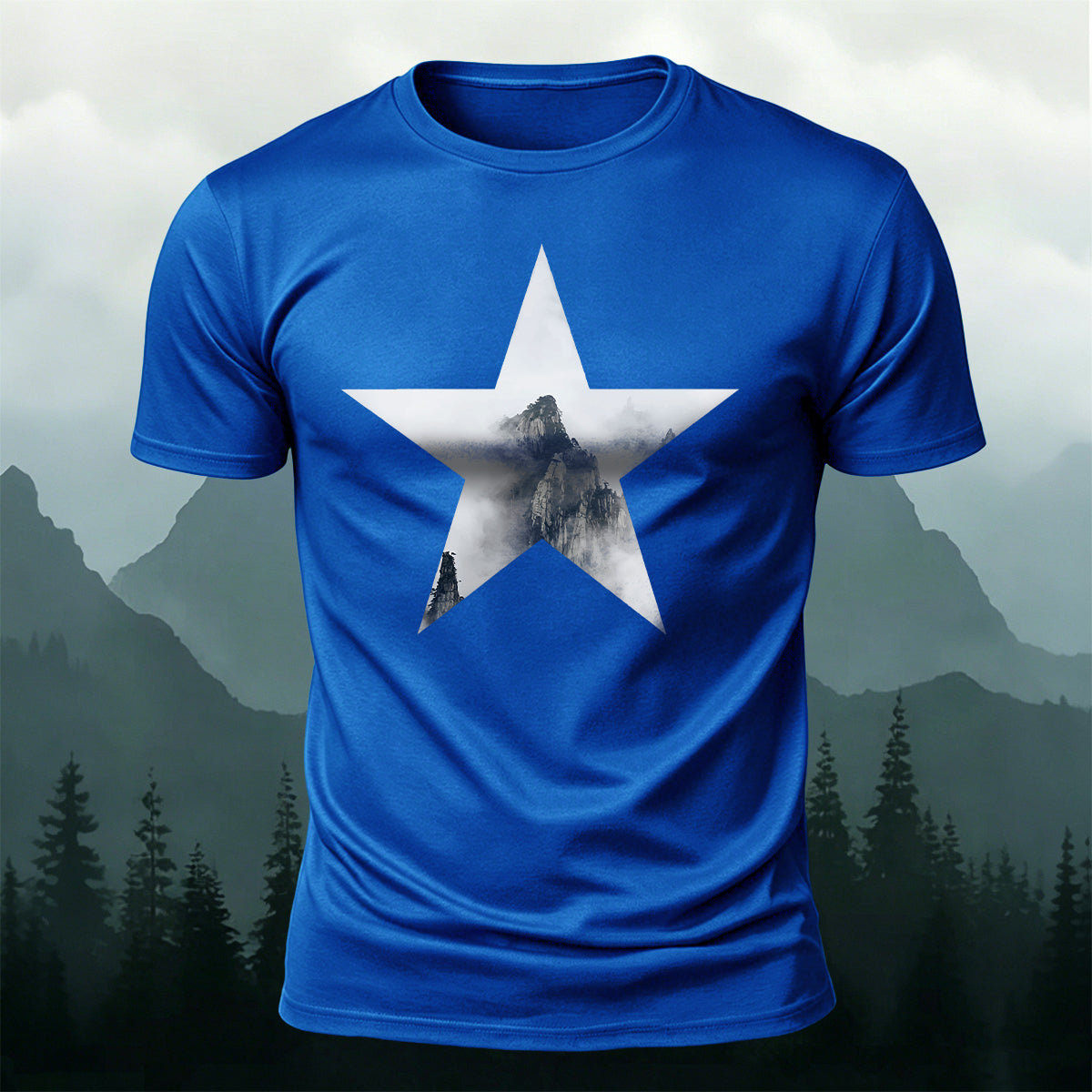 Five-Pointed Star Forest Casual Cotton T-Shirt
