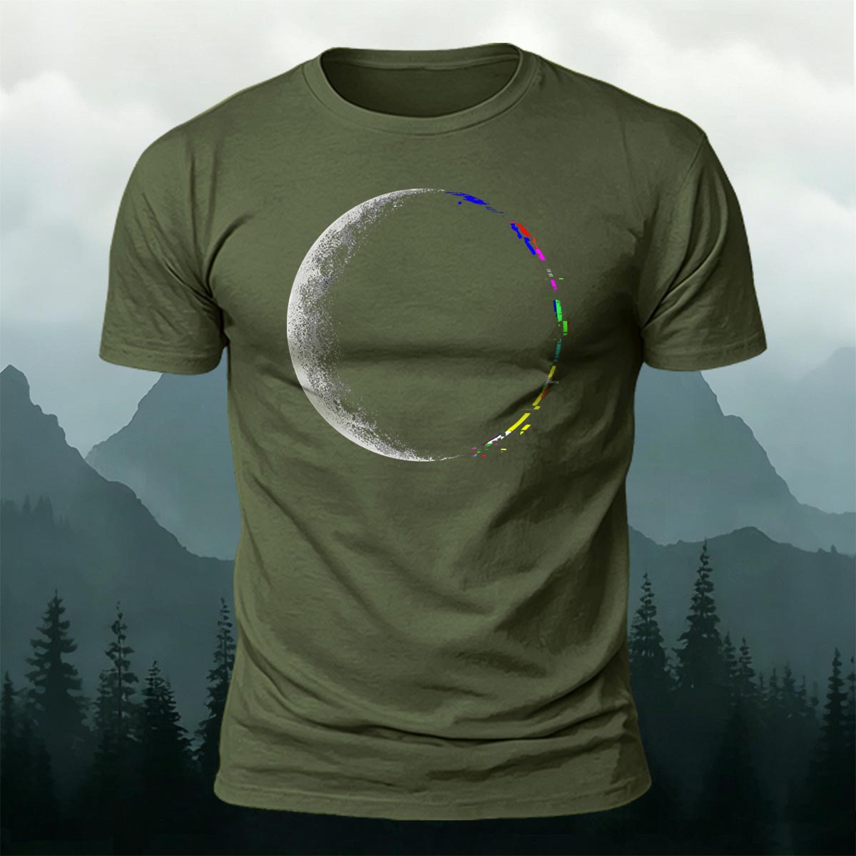 Lunar Eclipse Fashion Print Casual Cotton T-Shirt