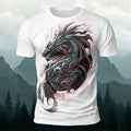 Dark Totem Dragon Print Casual Crew Neck T-Shirt