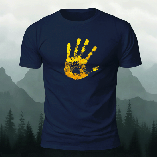 Palm Print Pattern Trend Skin-friendly T-Shirt Navy