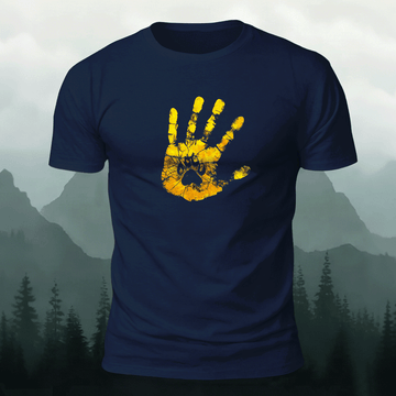 Palm Print Pattern Trend Skin-friendly T-Shirt Navy