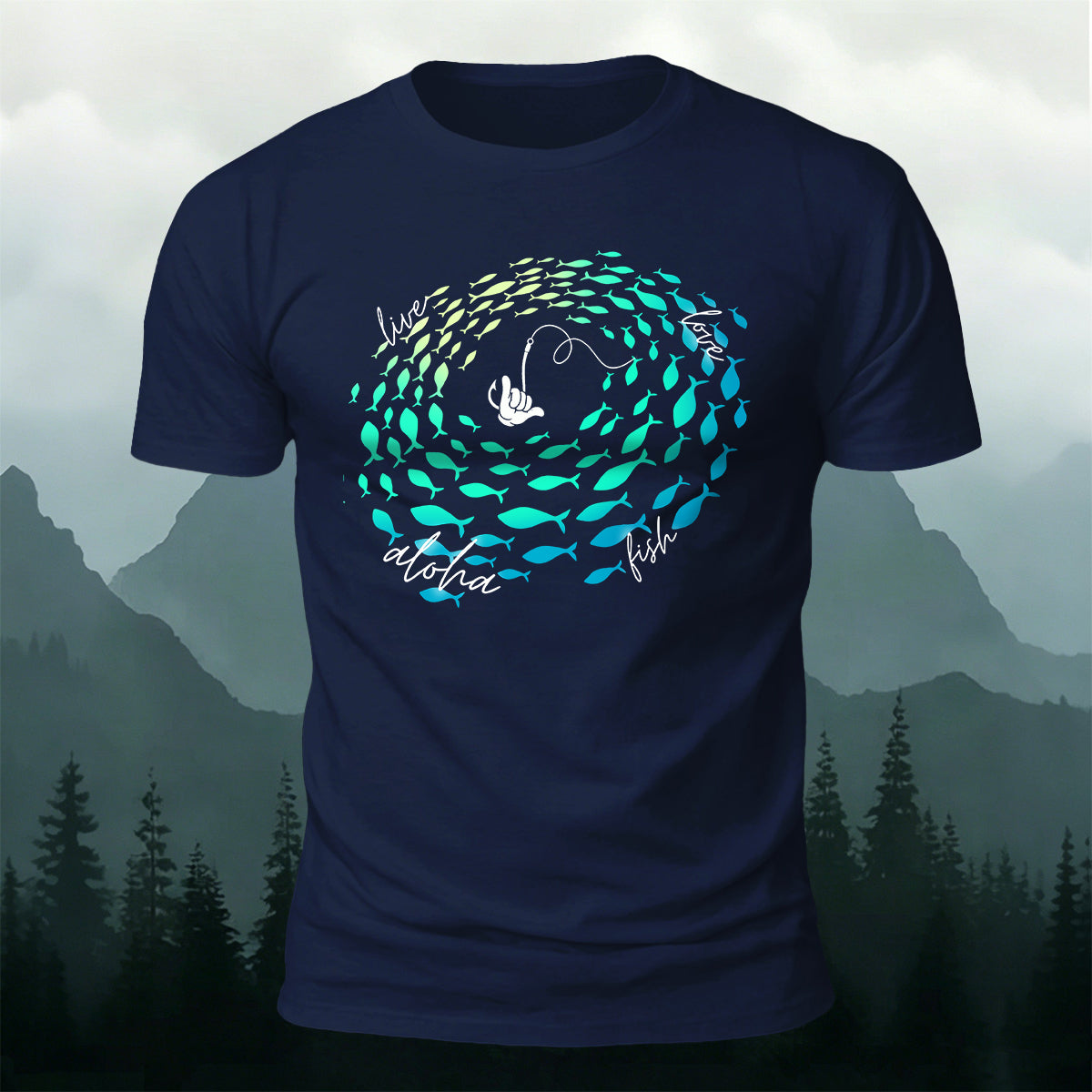 Stylish Fishing-Print Soft-Touch Cotton T-Shirt