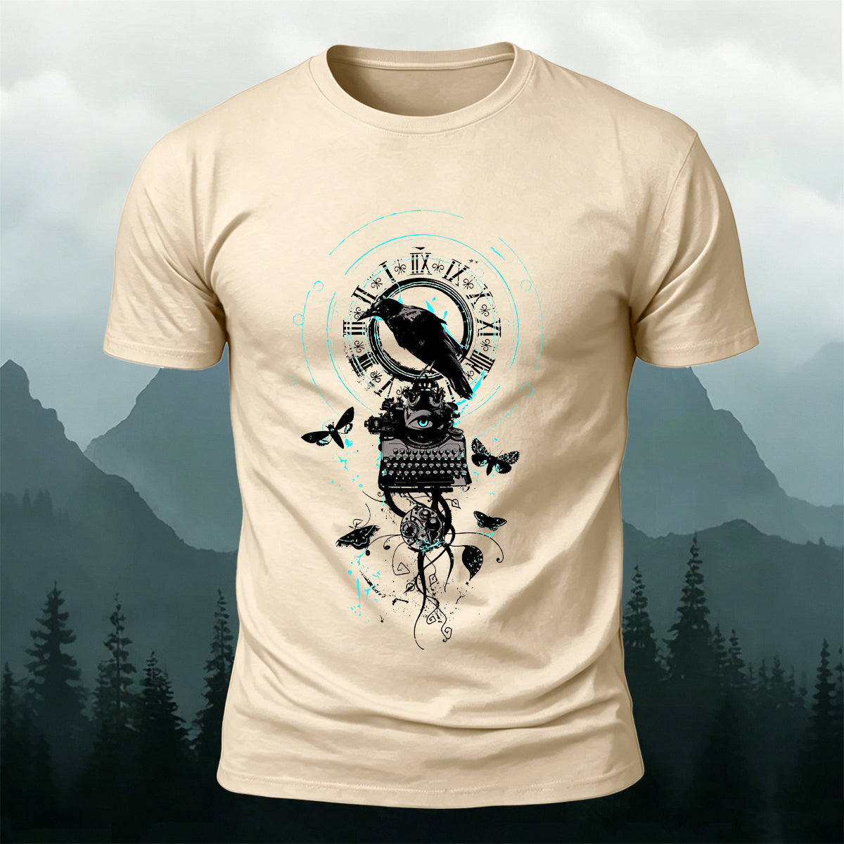 Artistic Bird Print Fashionable 100% Cotton T-Shirt