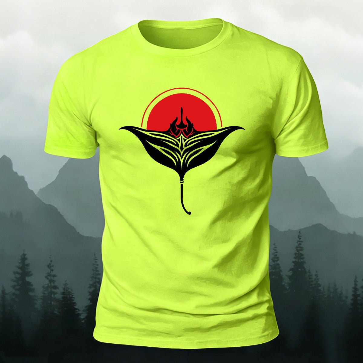 Manta Ray Red Sun Nature Skin-Friendly T-Shirt