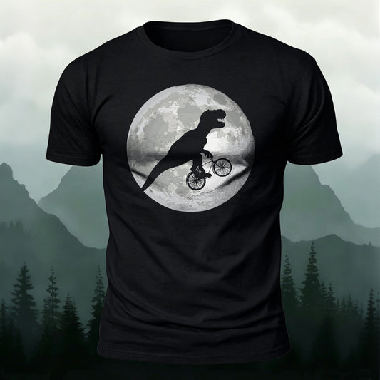 Dinosaur Fossil Bike Ride on the Moon  Cotton T-Shirt