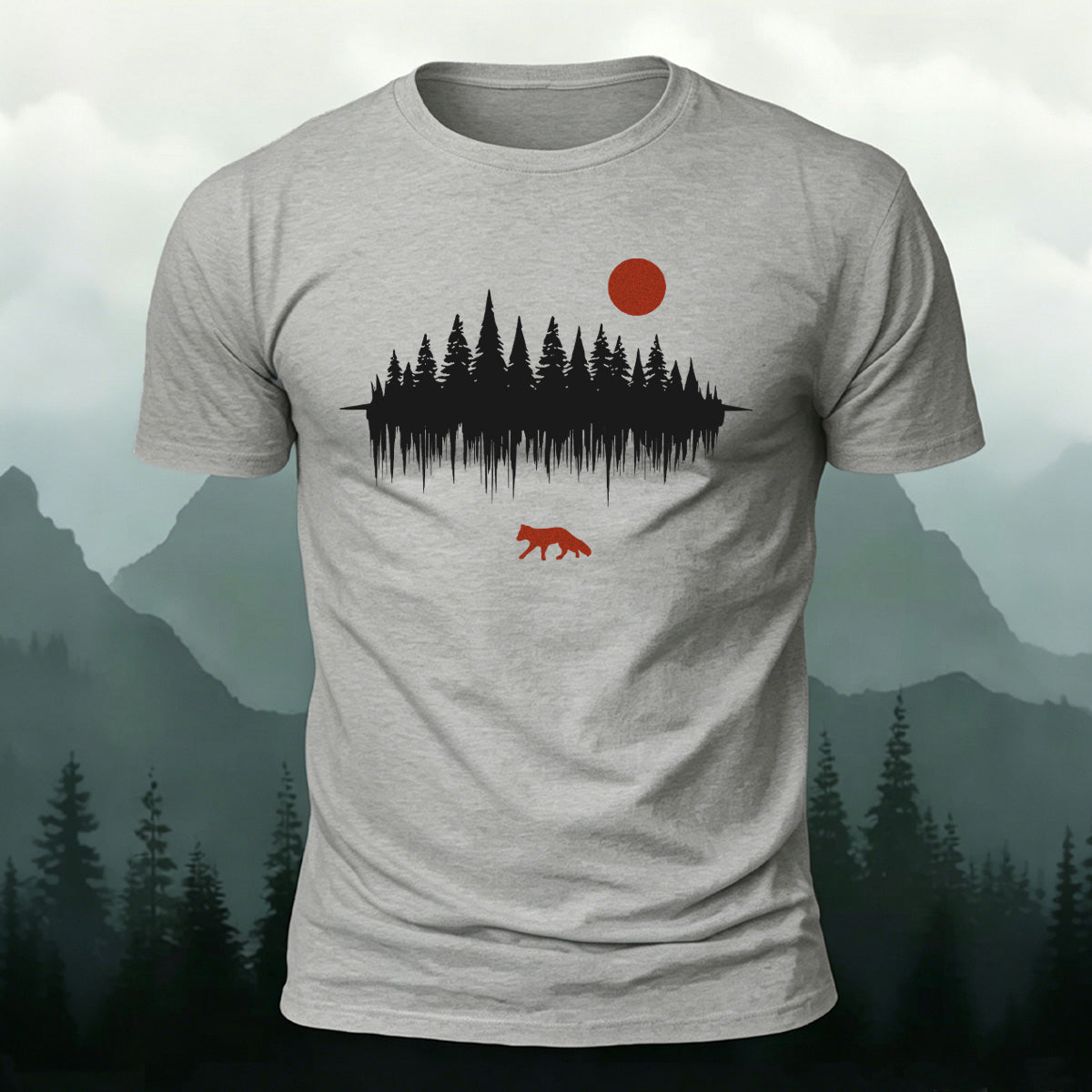 Forest Reflection Natural Leisure Premium Cotton T-Shirt Grey
