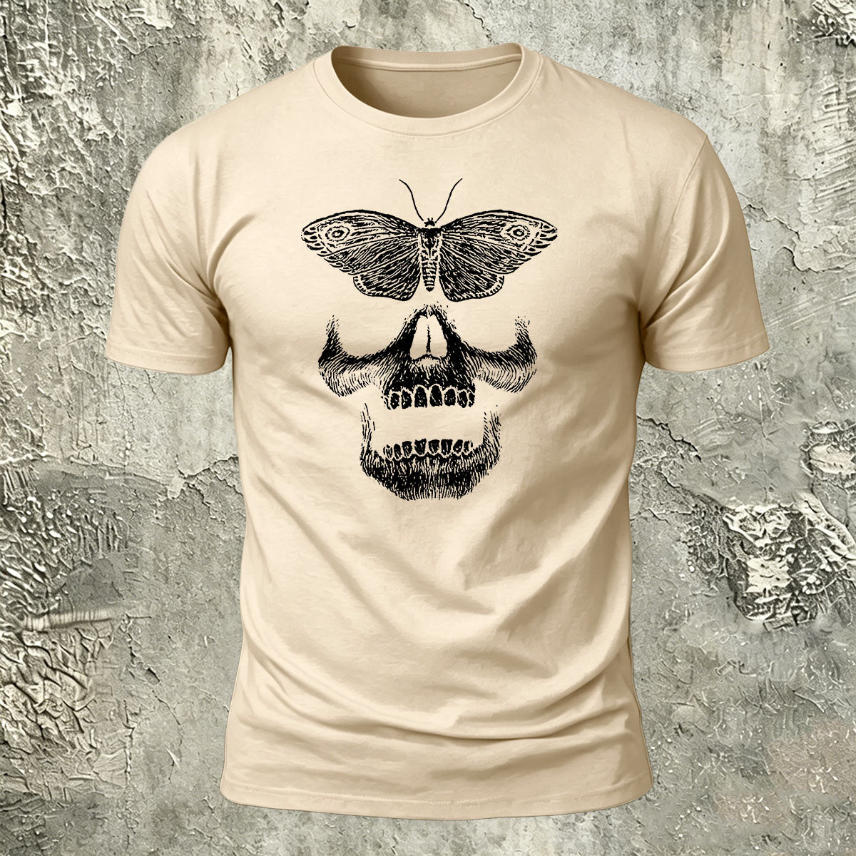 Vintage Butterfly Skull Print Casual Cotton T-Shirt