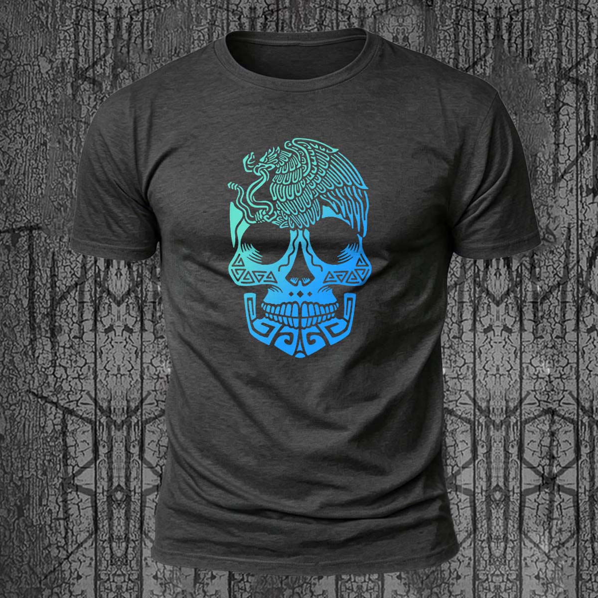 Skull Totem Print Street Fashion 100% Cotton T-Shirt