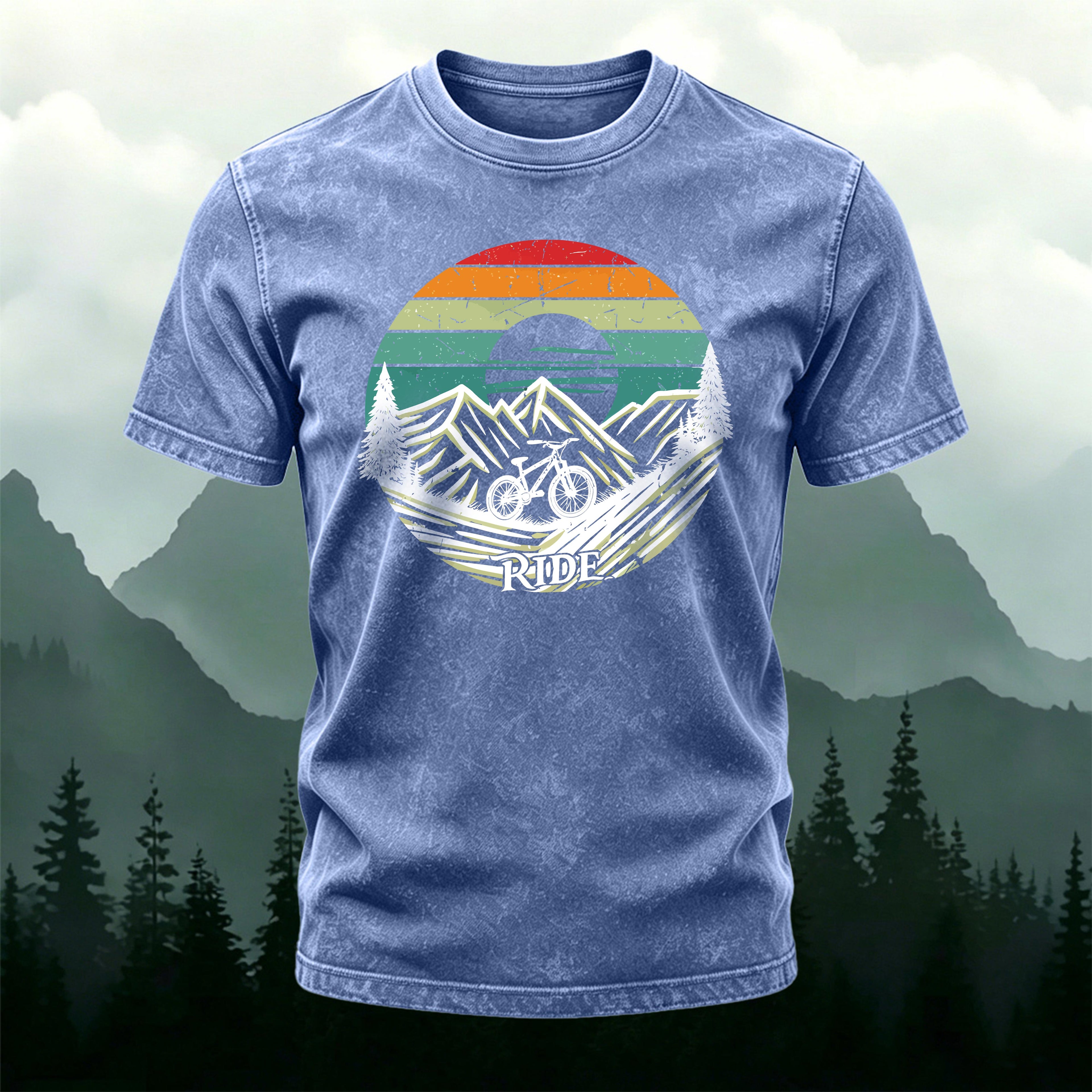 Retro Natural Cycling Outdoor Washed Cotton T-Shirt