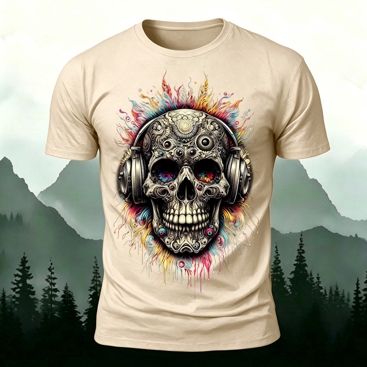 Music Skeleton Print Casual Skin-Friendly T-Shirt