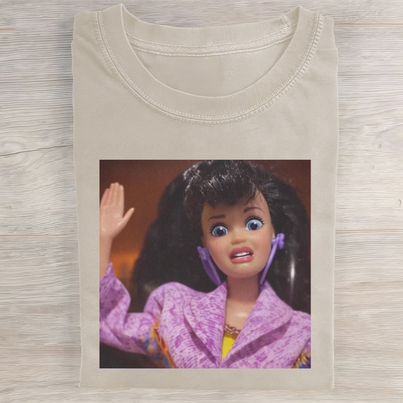 MEME Angry Face Print Washed  Cotton Crew Neck T-Shirt