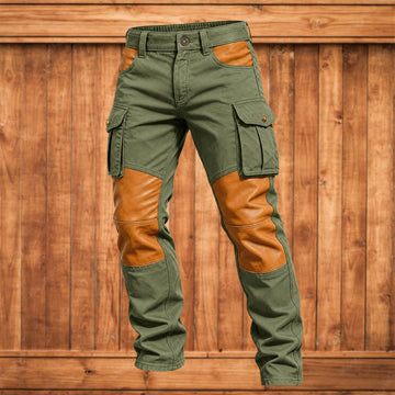 Men's Leather Patchwork Tactical Pants