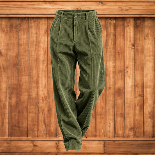 Men's Pleated Corduroy Dress Pants