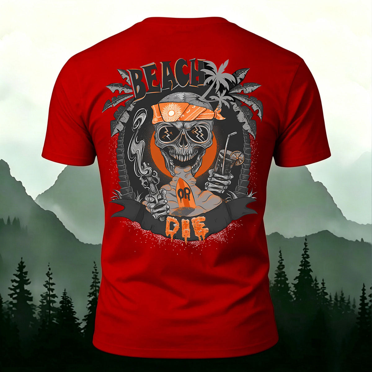 Skull Beach Vacation Fashion 100% Cotton T-Shirt