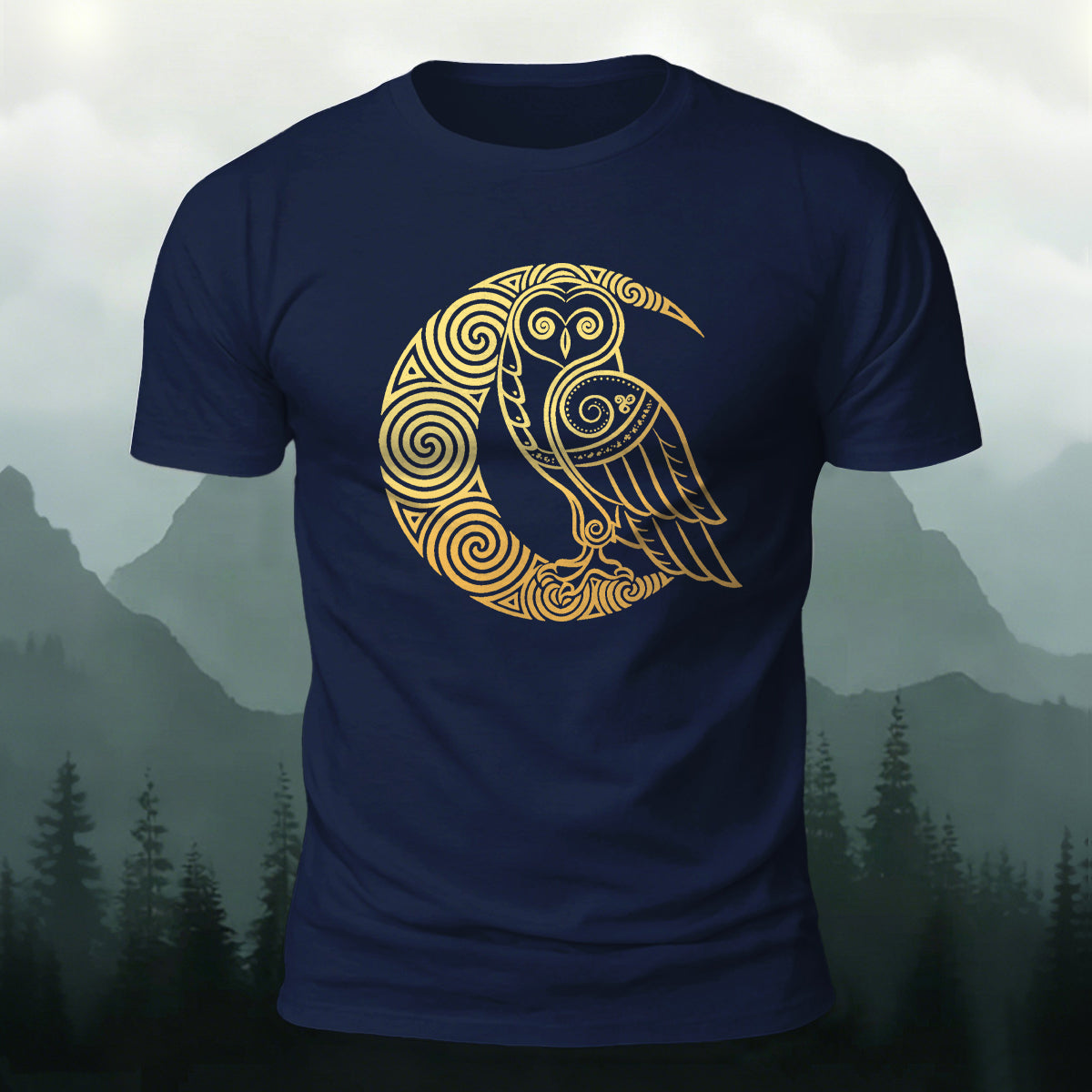 Cartoon Bird Pattern Breathable Material Casual T-shirt Navy