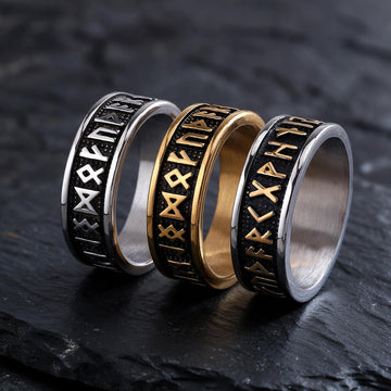 Stainless Steel Viking Rune Solid Ring