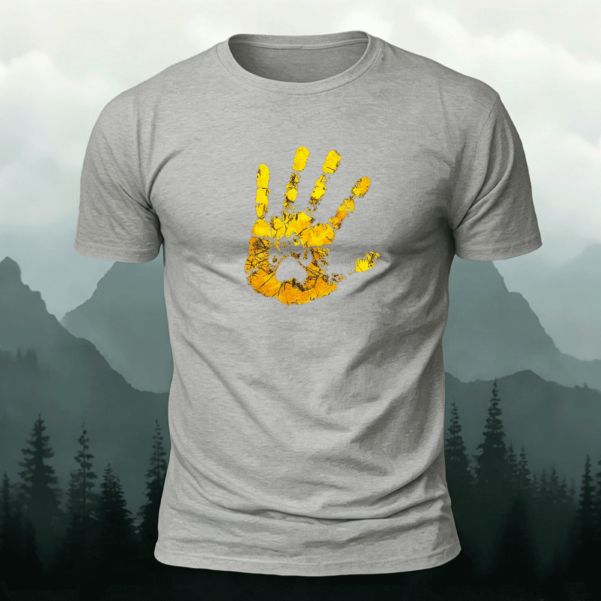 Palm Print Pattern Trend Skin-friendly T-Shirt Grey