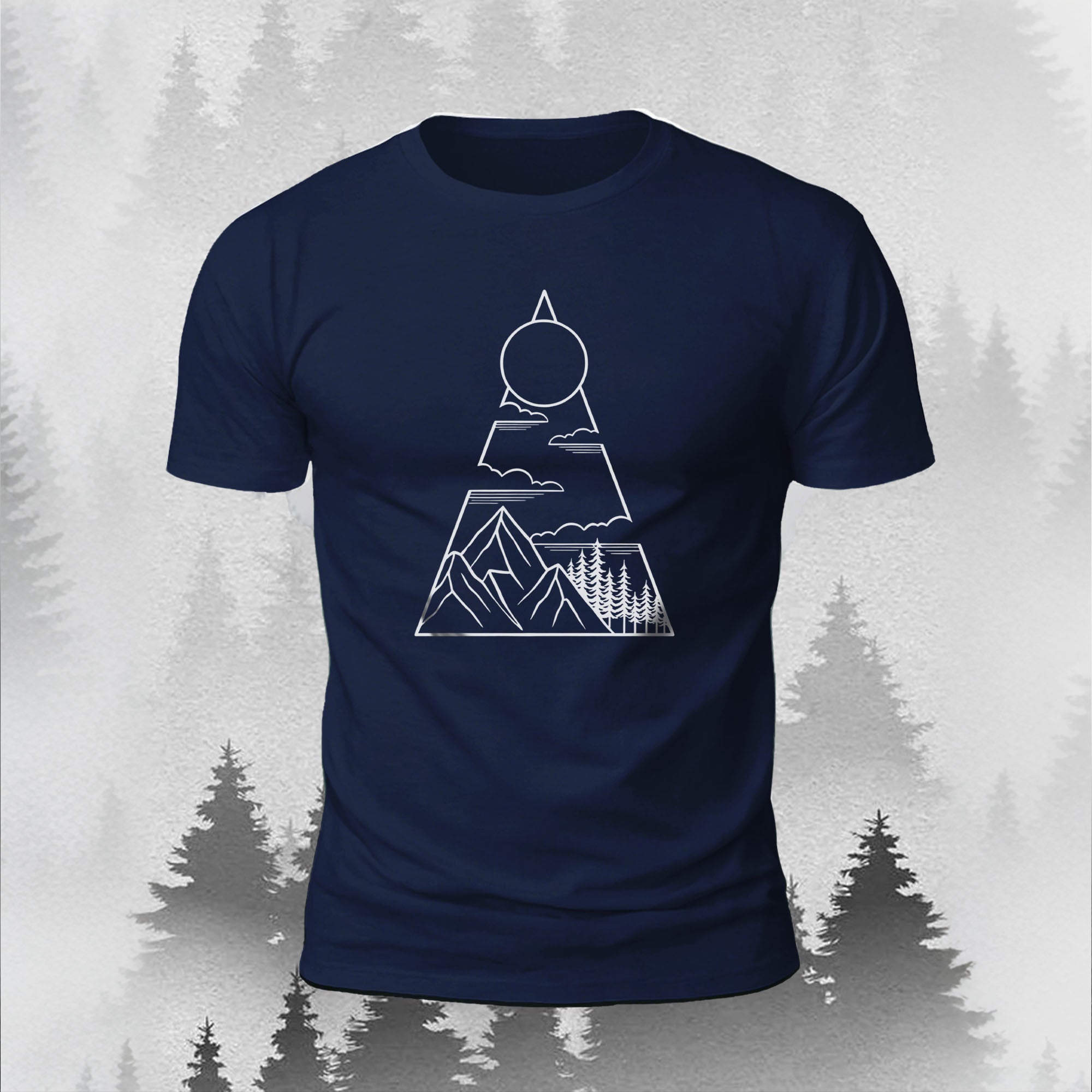 Mountain Series Geometric Pattern Comfortable Cotton T-Shirt