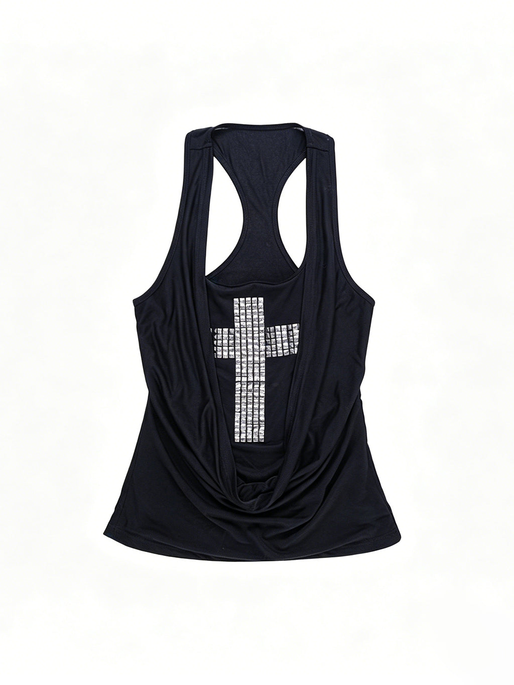 Dark-style Cross Rhinestone Patched Vest