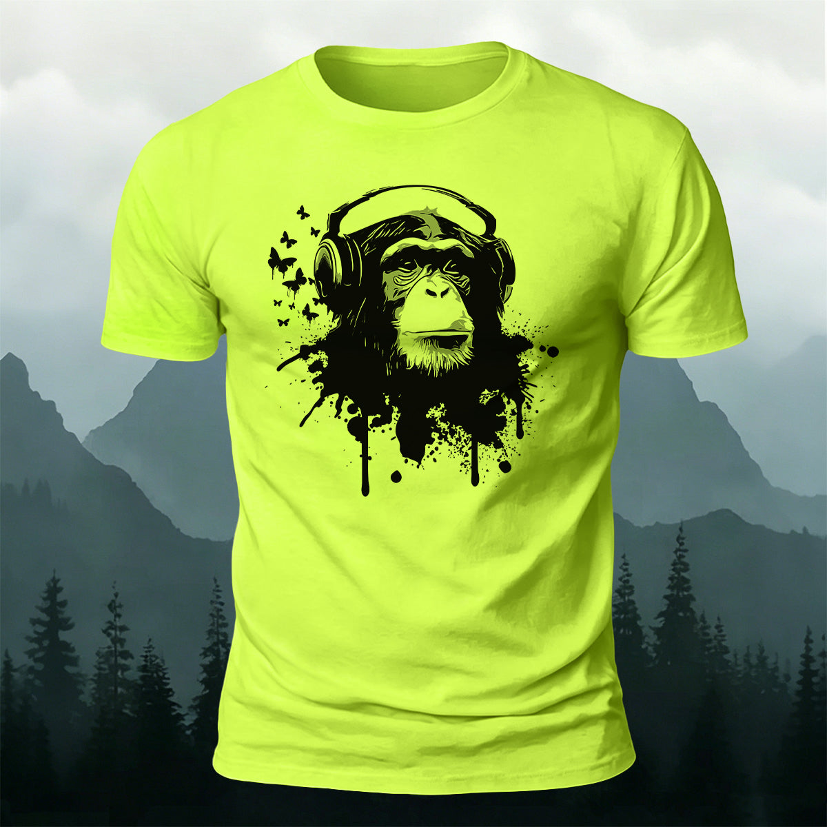 Gorilla Headphones Print Casual Cotton T-Shirt NG