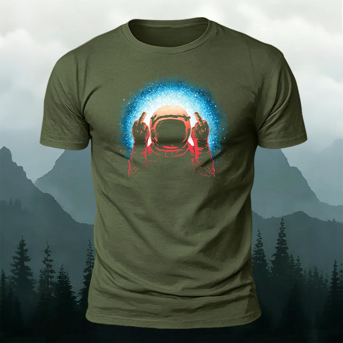 Space Humor Print Casual Premium Cotton T-Shirt