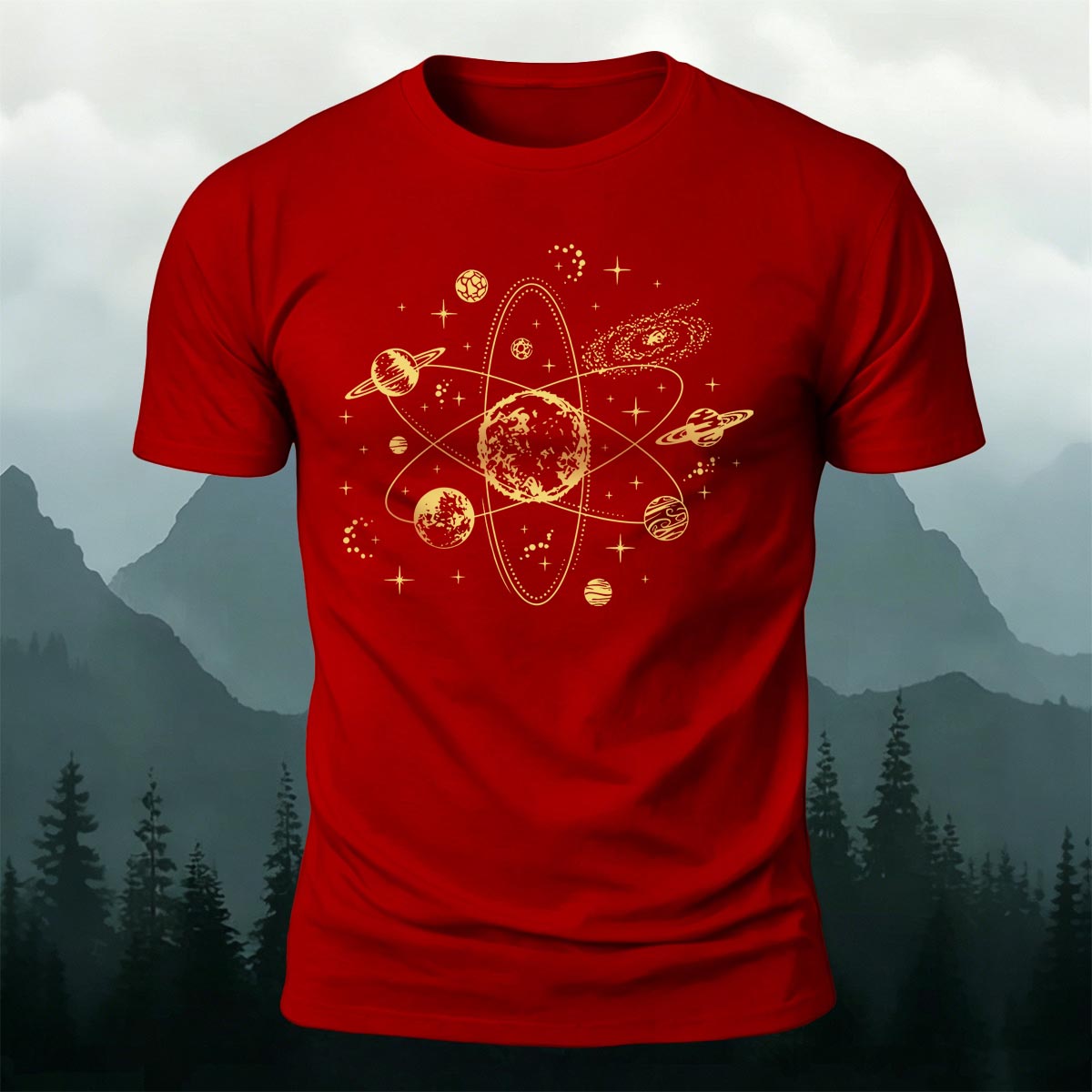 Dreamy Space-Themed Print Casual Cotton T-Shirt