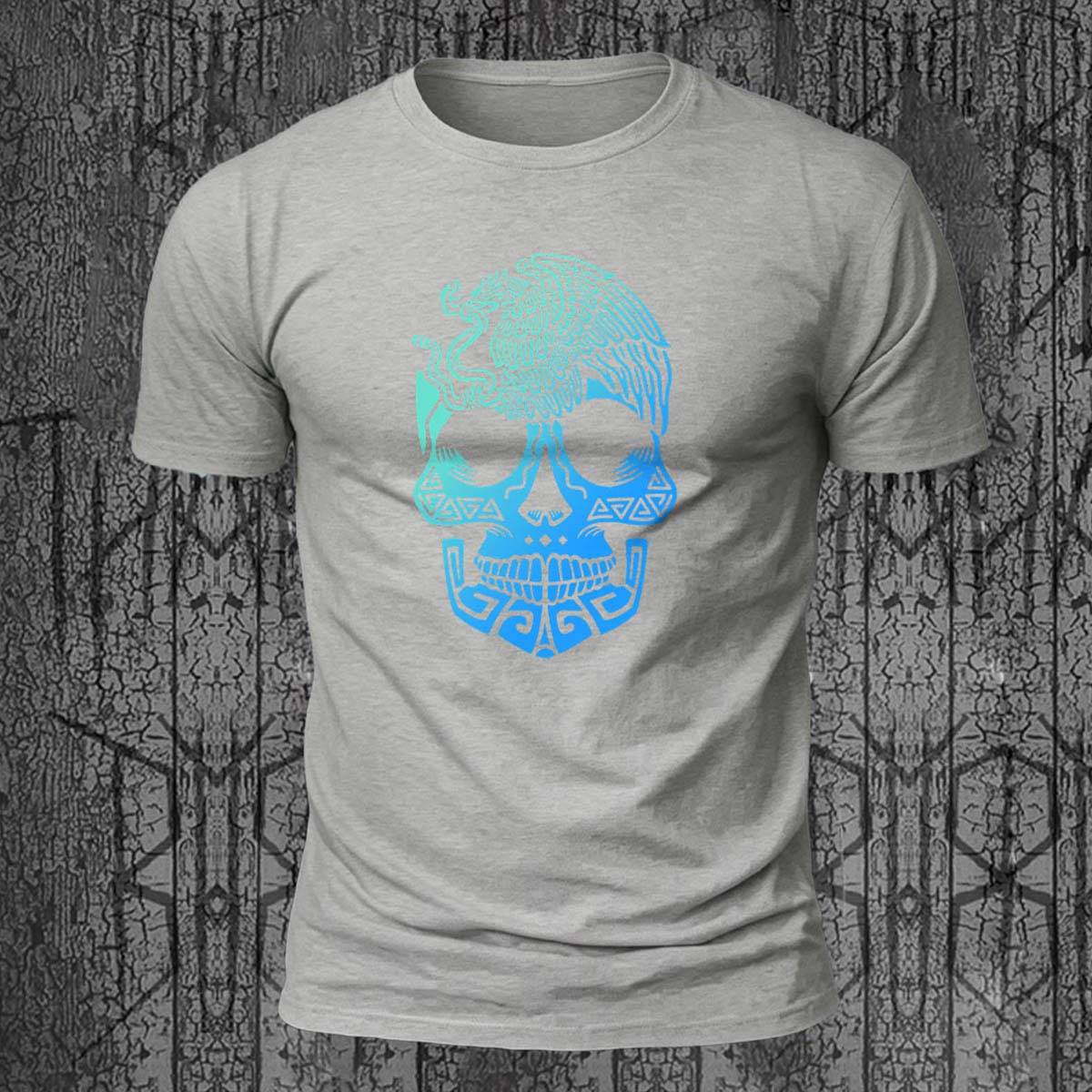 Skull Totem Print Street Fashion 100% Cotton T-Shirt