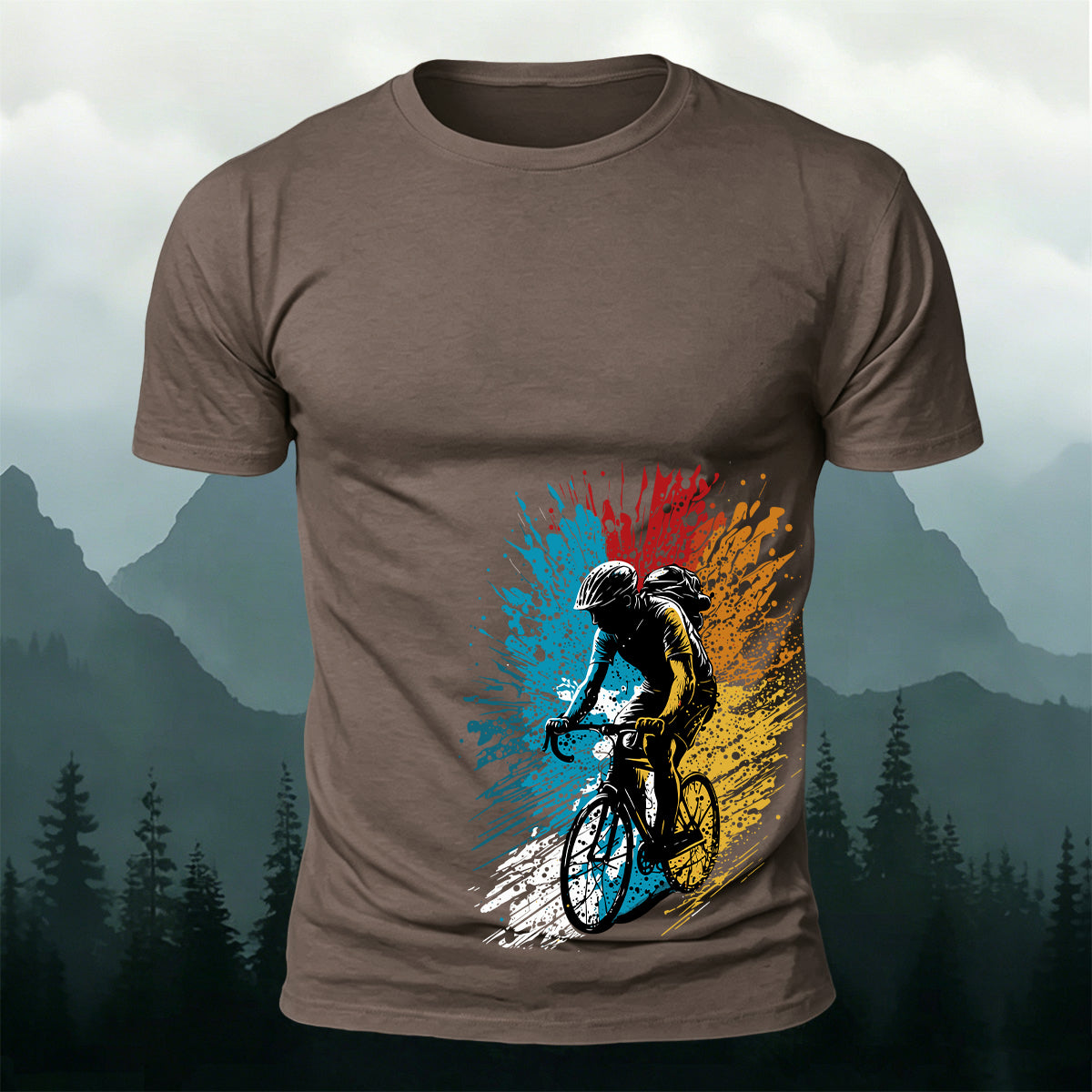 Painted Cycling Print Outdoor Breathable T-Shirt