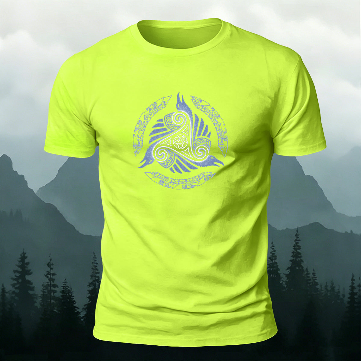 Viking Totem Print Casual Cotton T-Shirt