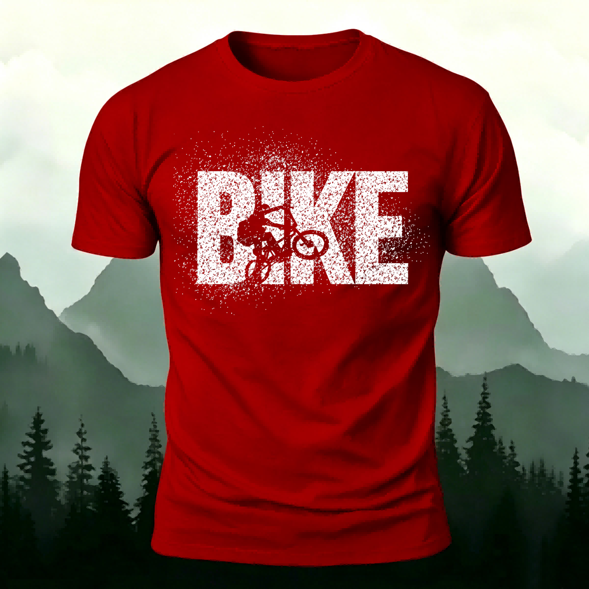 Bike Letter Print fashionable Breathable Material T-Shirt Red