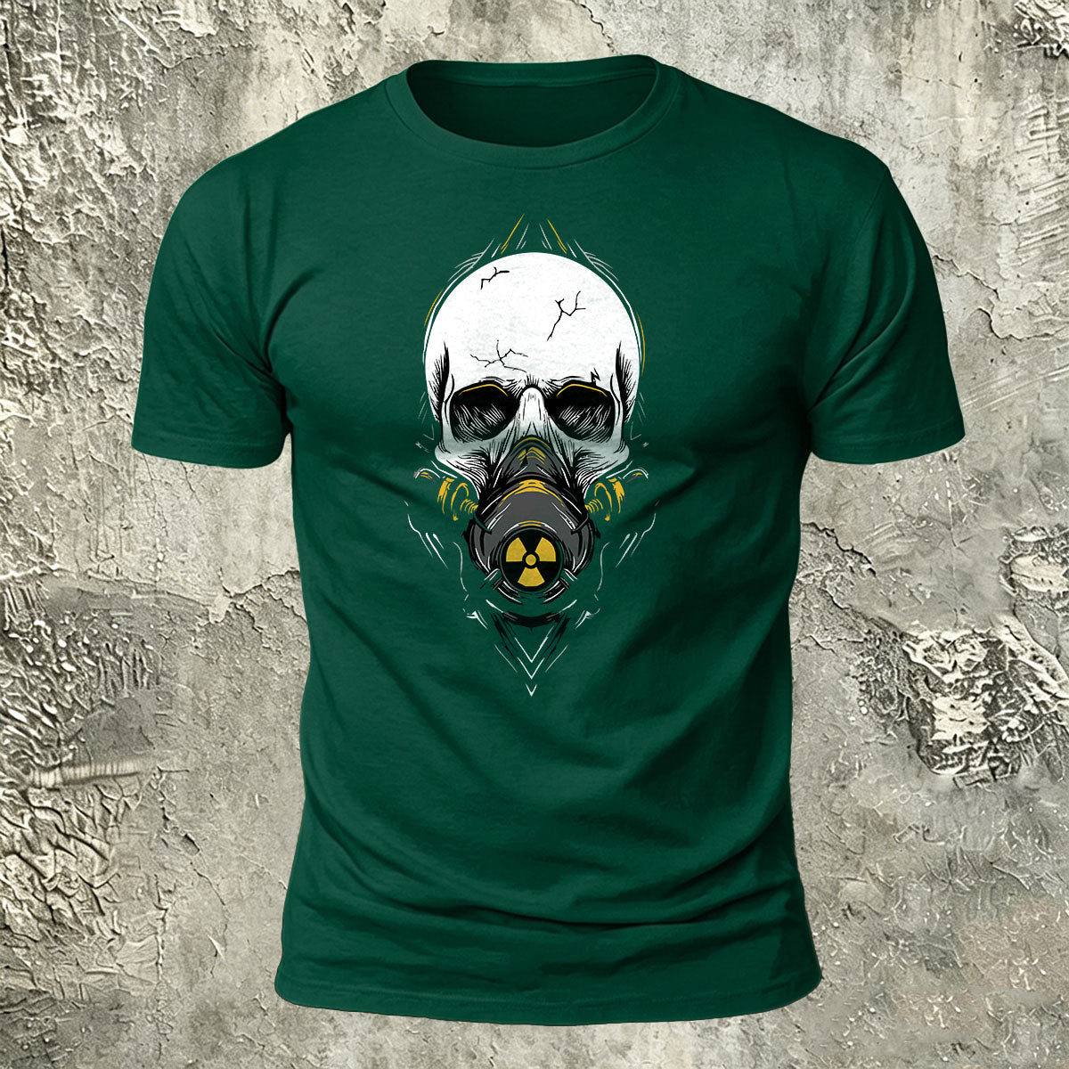 Gas Mask Skull Print Cotton Crew Neck T-Shirt DGE