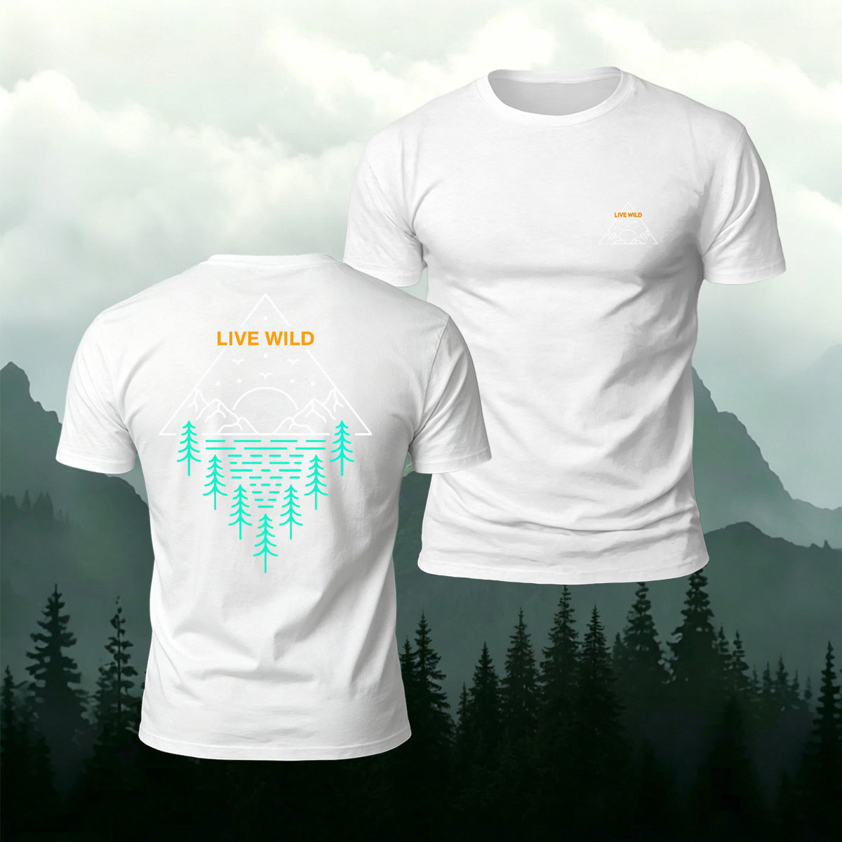 Outdoor Pattern Minimalist Trendy Premium Cotton Tee White