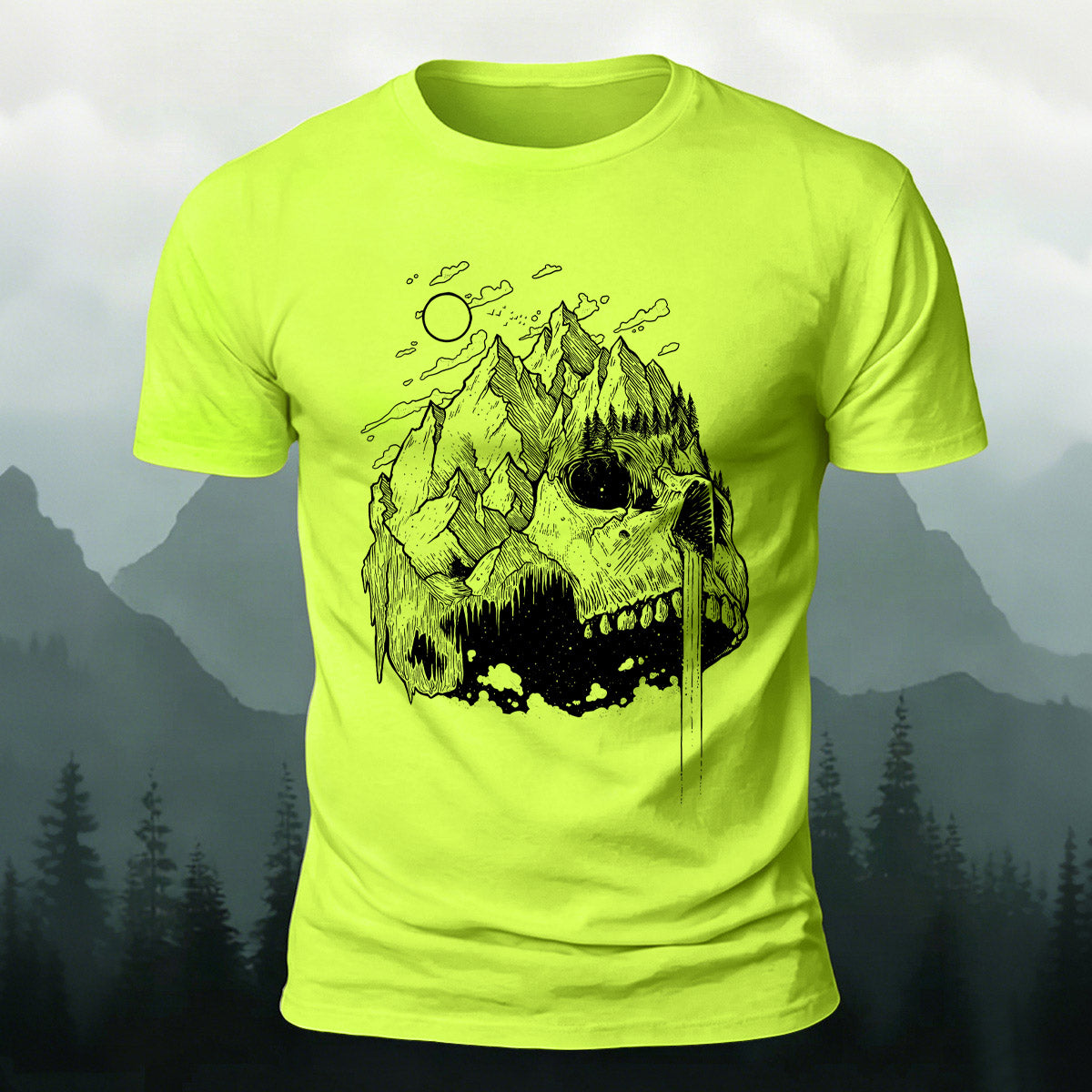 Creative Mountain-Shaped Skull Skin-Friendly T-Shirt NG