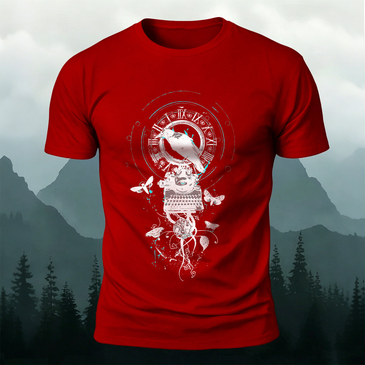 Artistic Bird Print Fashionable 100% Cotton T-Shirt