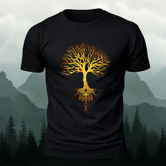 Glowing Tree Natural Casual Premium Cotton Tee Black