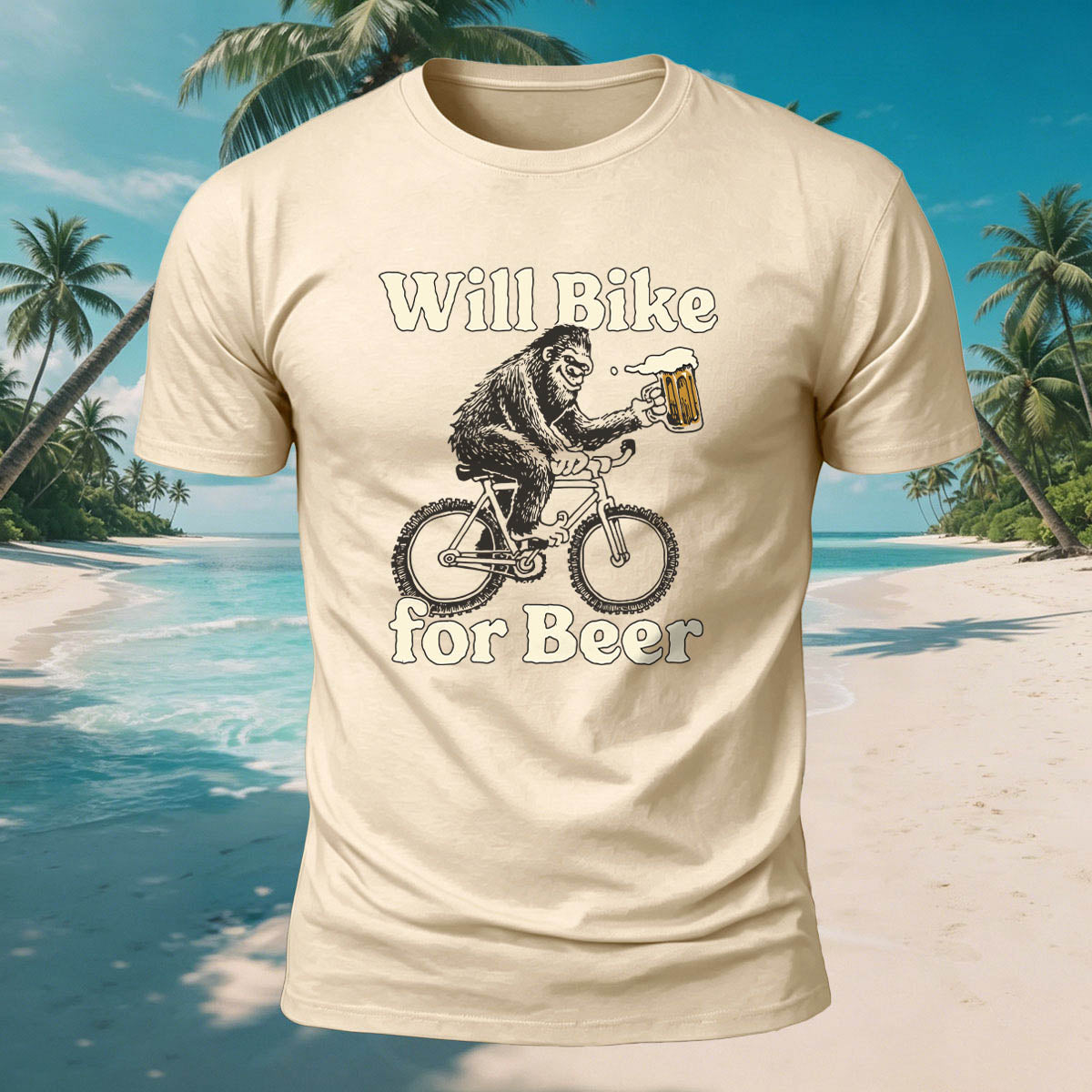Fun Gorilla Beer Print Casual Skin-Friendly T-Shirt