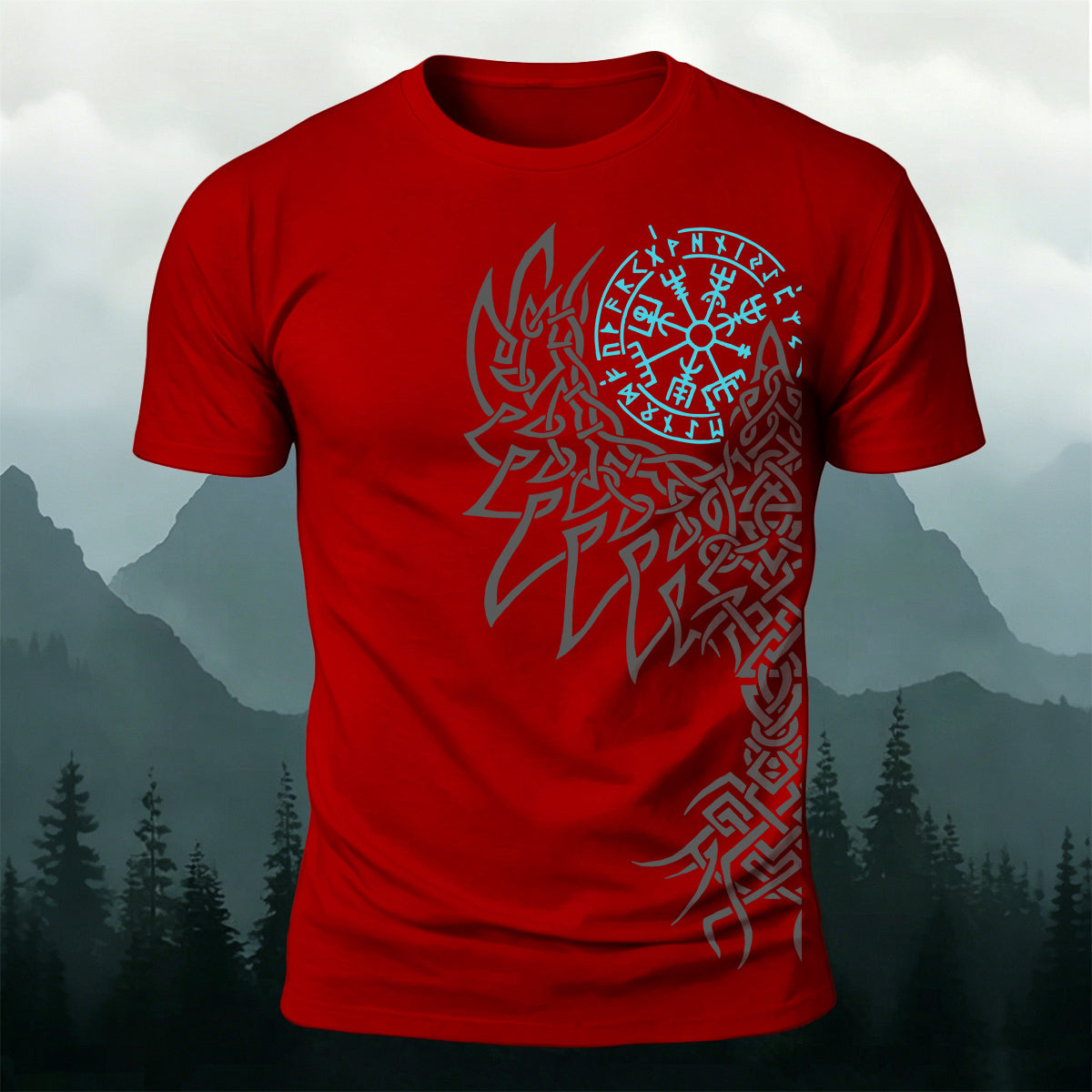 Giant Wolf Mythological Totem Print  Casual Cotton T-Shirt