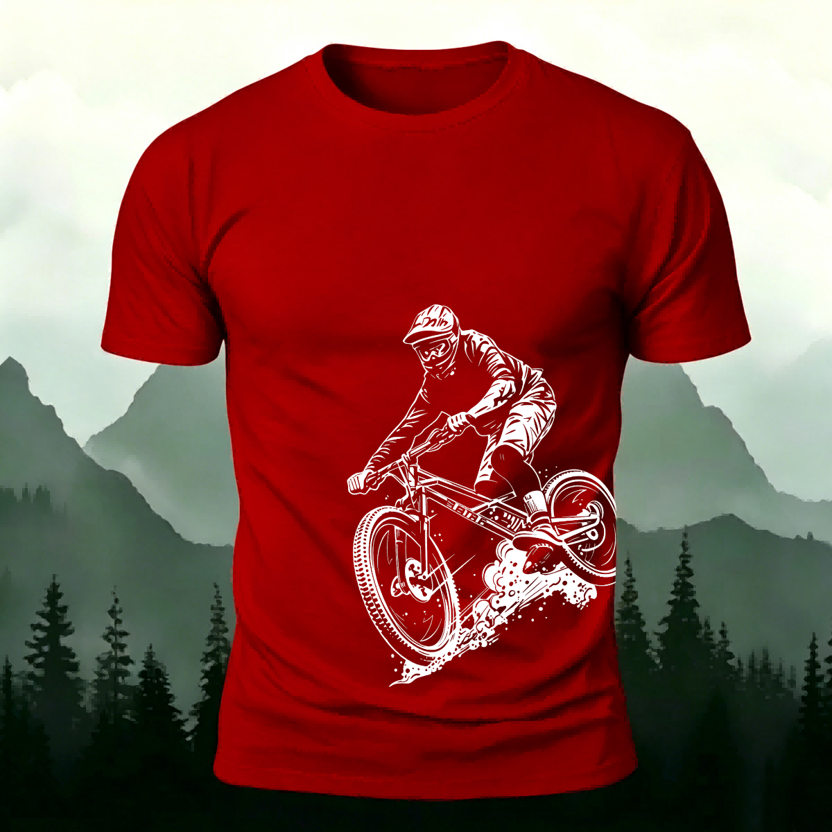 Cycling Silhouette Pattern Outdoor Style Casual T-Shirt