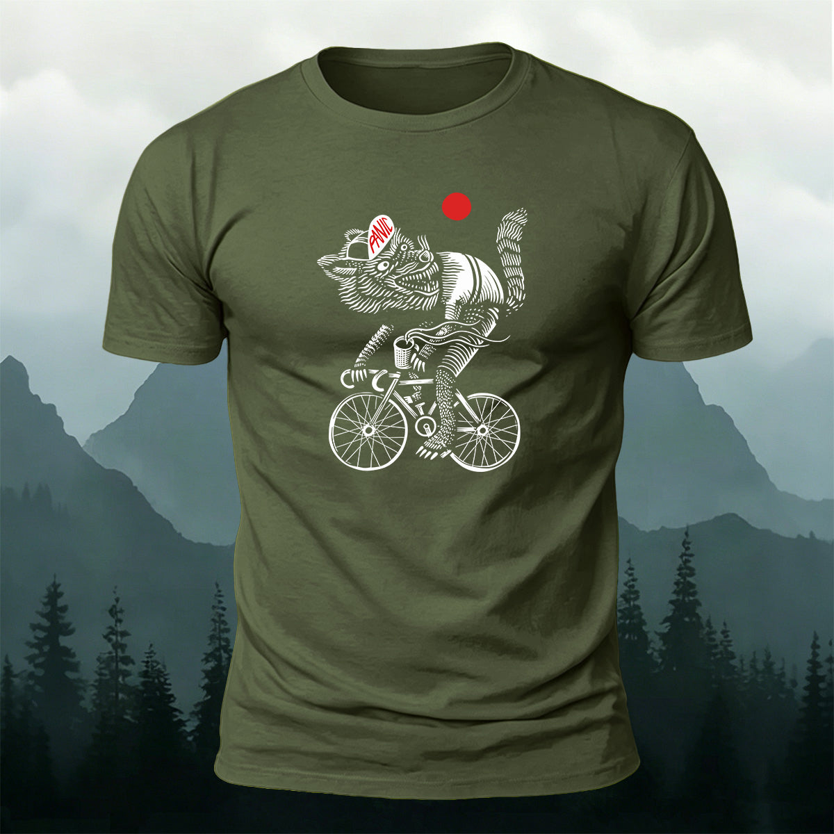 Wolf Riding Silhouette Print Casual Cotton T-Shirt