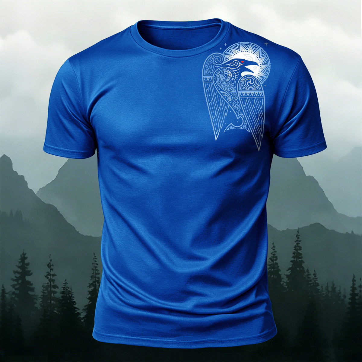 Raven Totem Print Soft-Touch Cotton T-Shirt