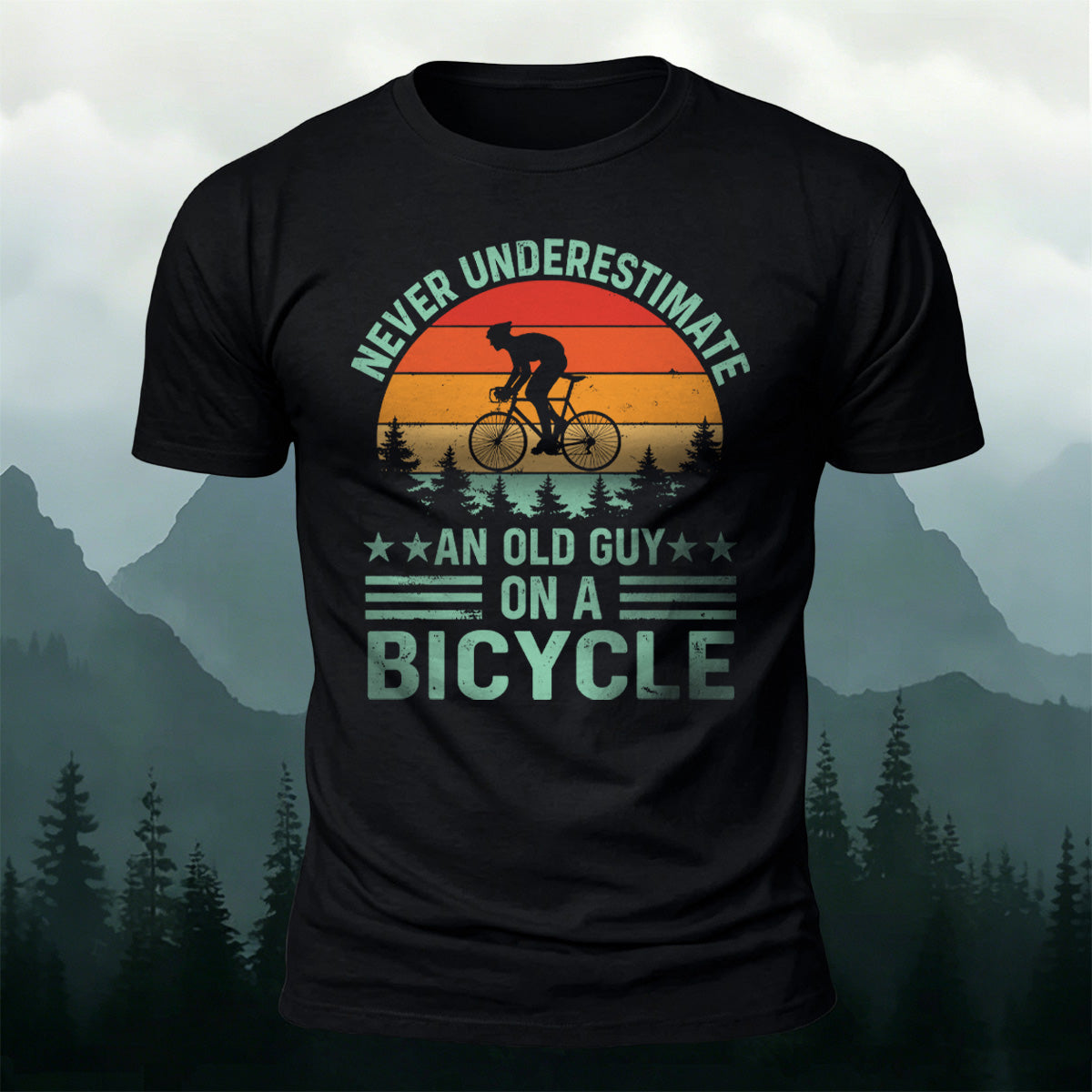Cycling Spirit Printed Casual Breathable Material T-Shirt Black