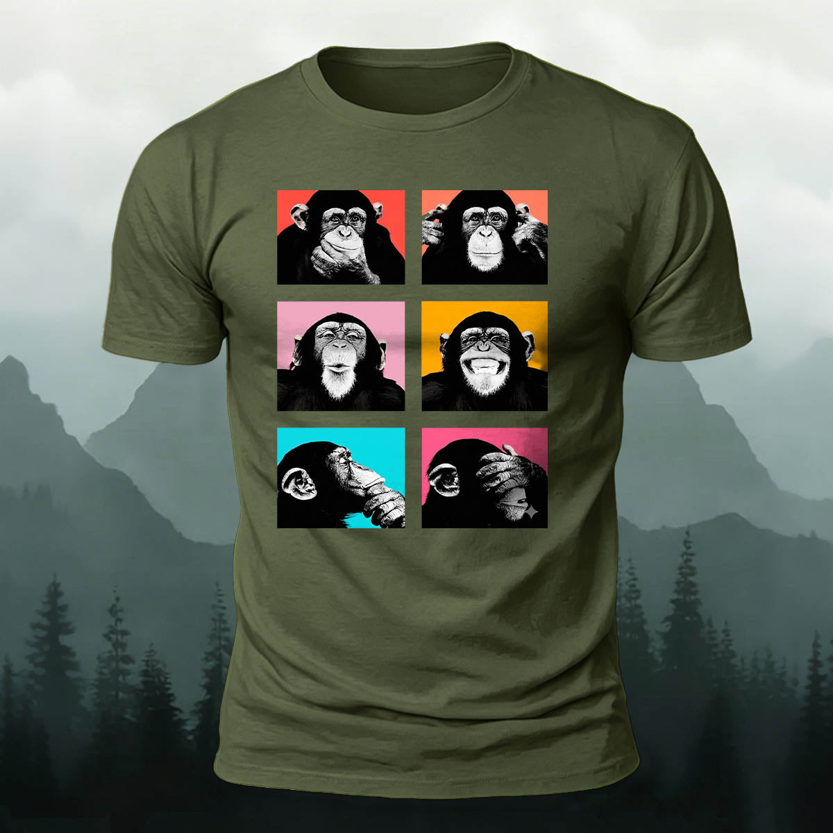 Fun Gorilla Print Casual 100% Cotton T-Shirt
