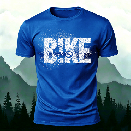 Bike Letter Print fashionable Breathable Material T-Shirt Blue