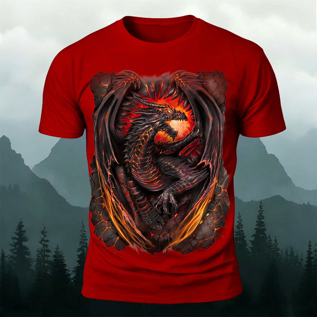 Retro Evil Dragon Print Casual Comfortable T-Shirt