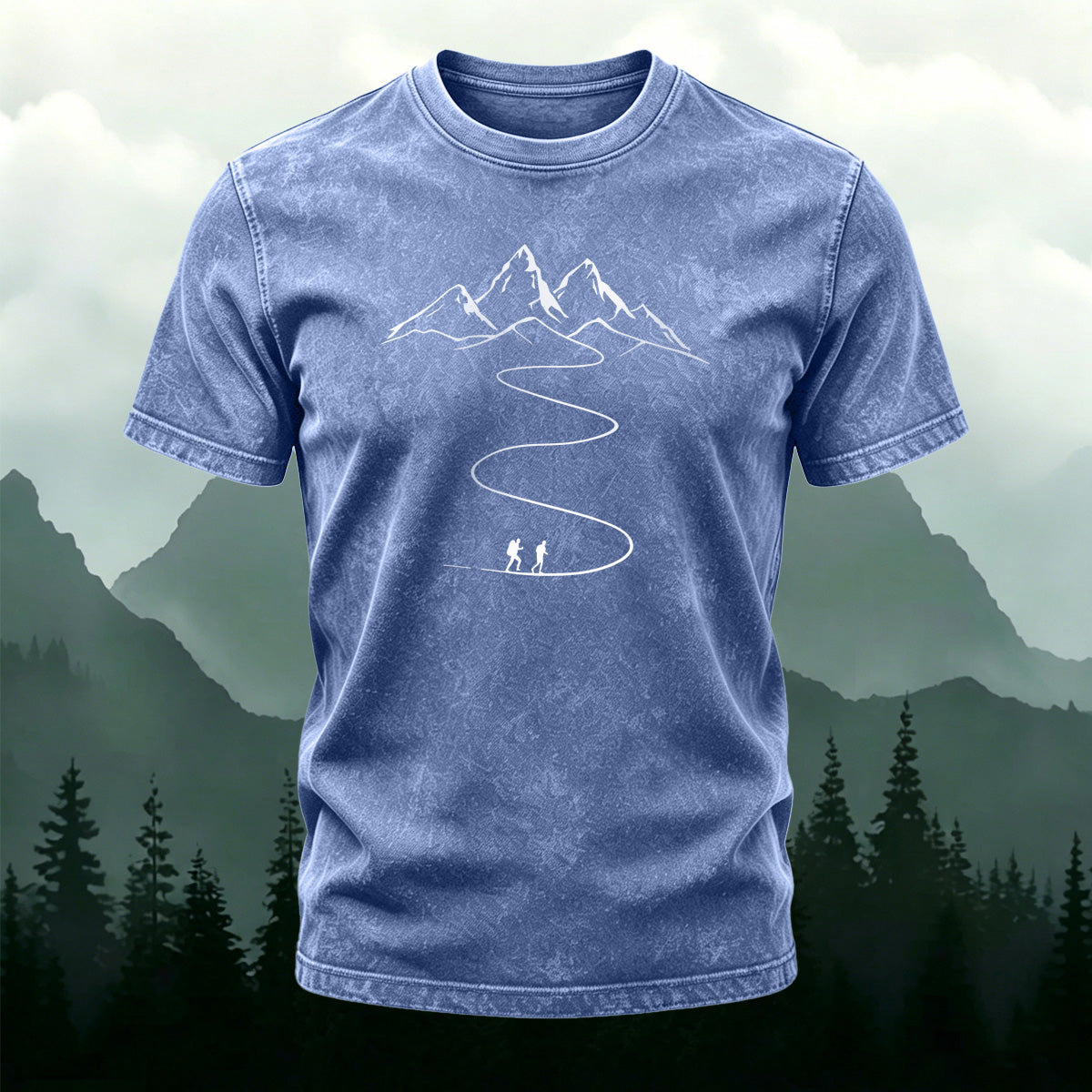Hiking Pattern Minimalist Washed Cotton T-shirt