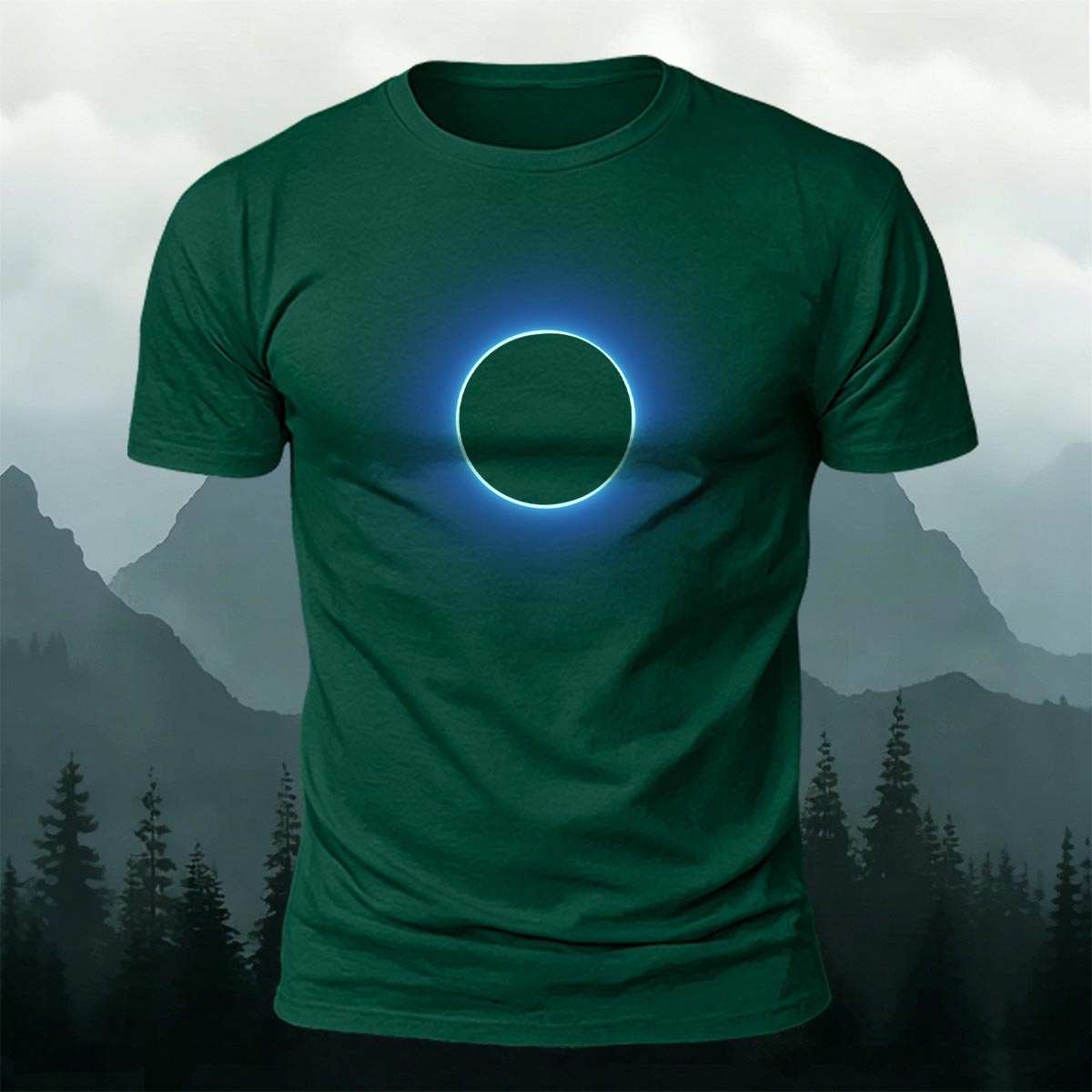 DTG Glowing Circle Pattern Minimalist Breathable T-shirt