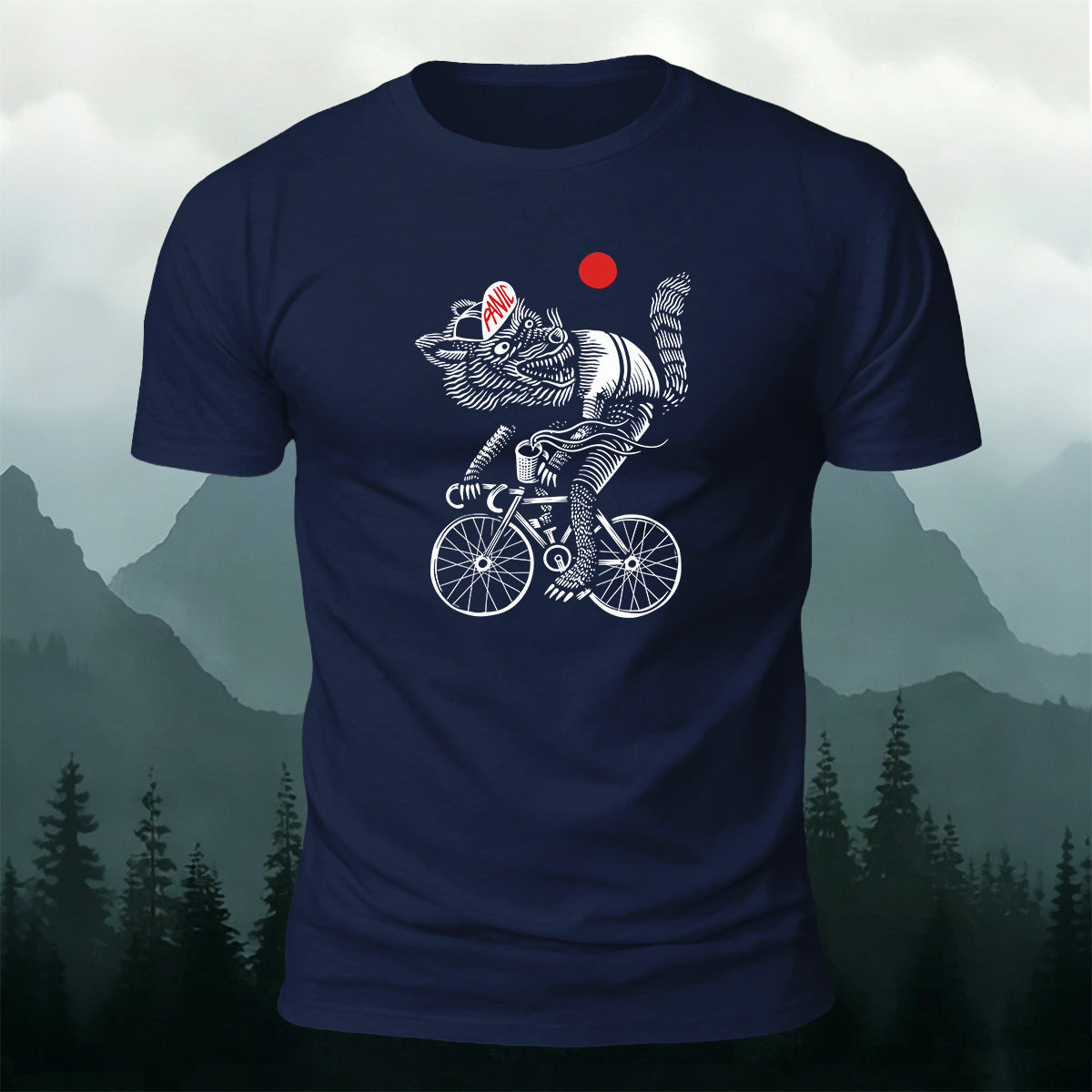 Wolf Riding Silhouette Print Casual Cotton T-Shirt
