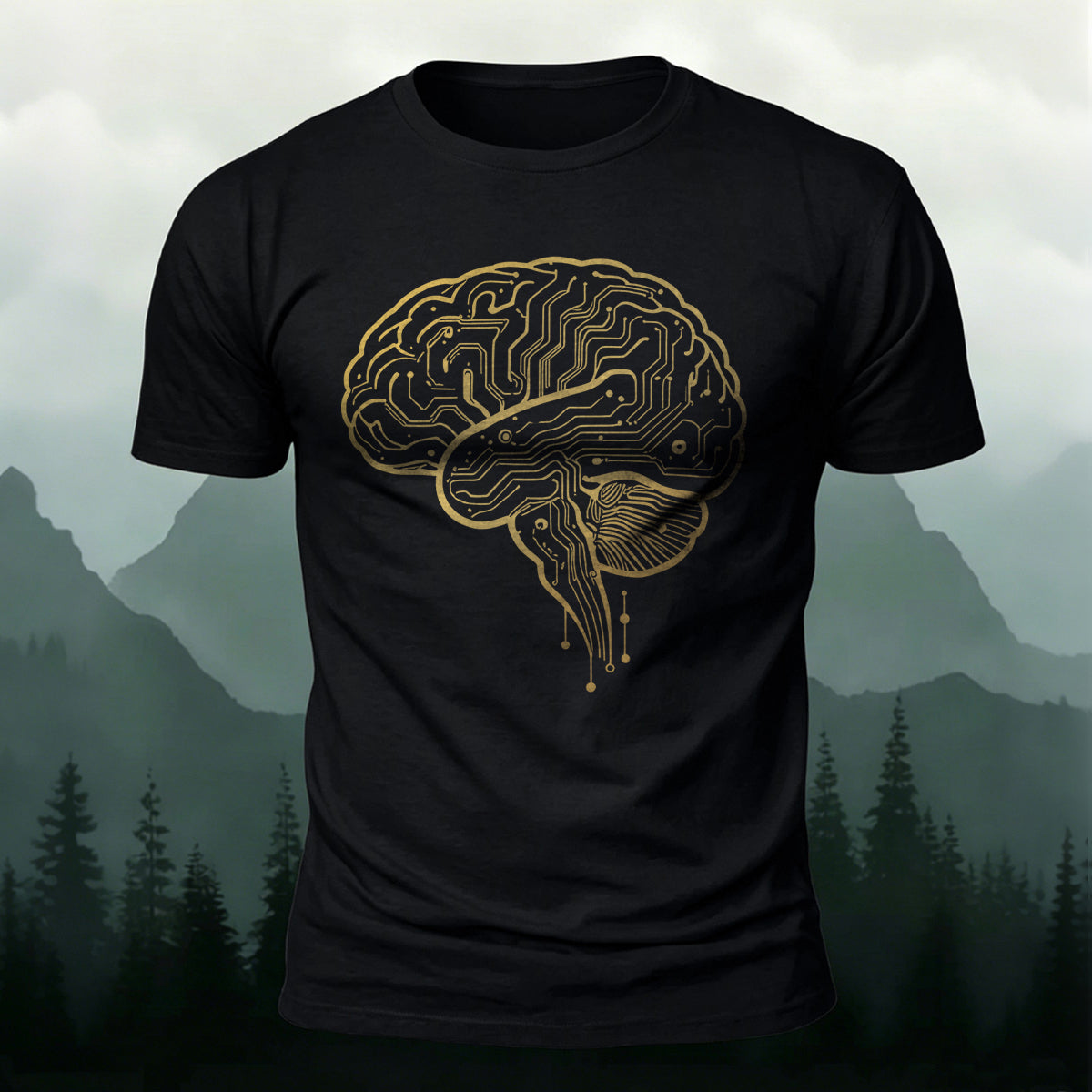 Brain Print Minimalist Premium Cotton Casual T-shirt