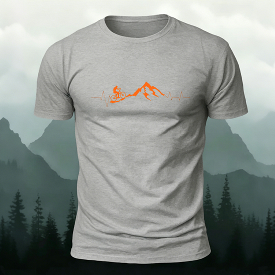 Cycling Challenge Print Premium Cotton Casual T-Shirt Grey