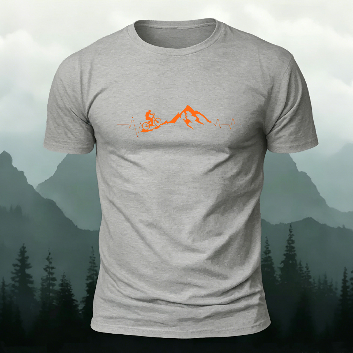 Cycling Challenge Print Premium Cotton Casual T-Shirt Grey